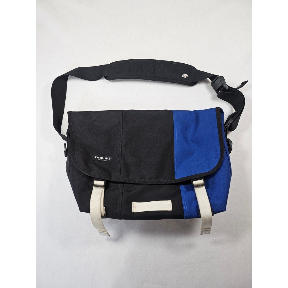 Timbuk2 Classic Messenger Bag Medium Black Blue Nylon Crossbody Laptop Commuter
